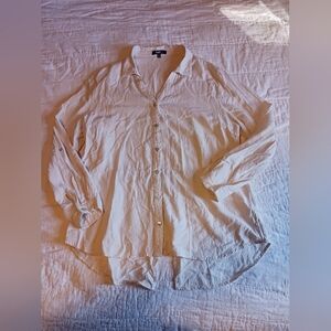 Angels Forever Young Button Down Womens XL Linen Rayon Blend Layering Shirt